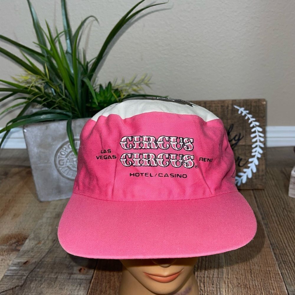 Vintage 80’s CIRCUS CIRCUS Las Vegas Neon Pink Adjustable Painters Cap